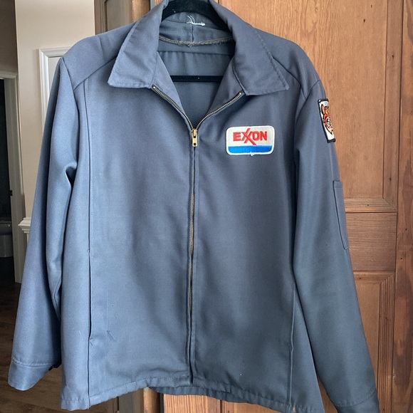 Vintage Exxon gas station attendant jacket. Rare item. Classic blue/gray. - Picture 7 of 10